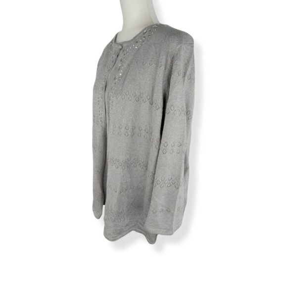 Alfred Dunner Silver Layered Sweater  Medium NWT - Picture 2 of 8